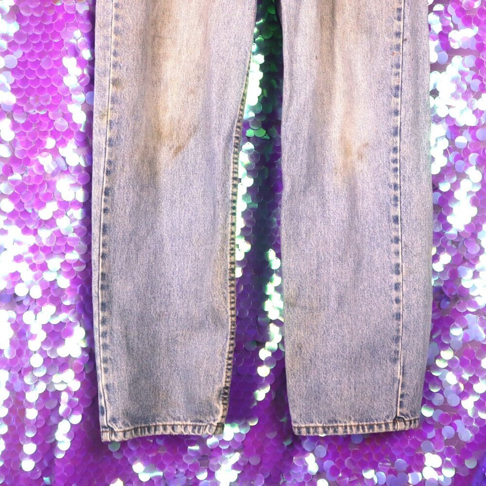 LEVIS 550 31x32 *FLAWED* Acid Wash Light Blue Denim Jeans Classic Distressed Y2K - Picture 4 of 14